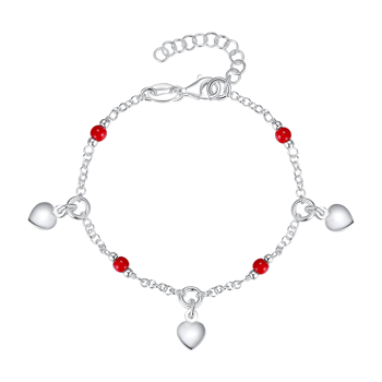 Armbånd i sterling sølv med rød hjerte emalje – Støvring Design