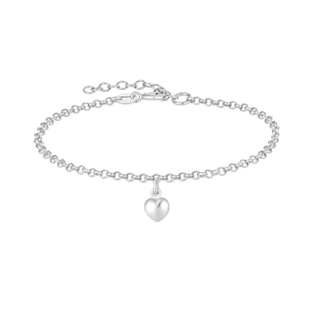 Armbånd i rhodineret sterling sølv med hjerte – Støvring Design