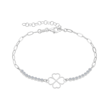 Armbånd i rhodineret sterling sølv med klar hjerte zirkonia – Støvring Design