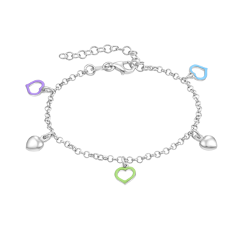 Armbånd i rhodineret sterling sølv med hjerte – Støvring Design