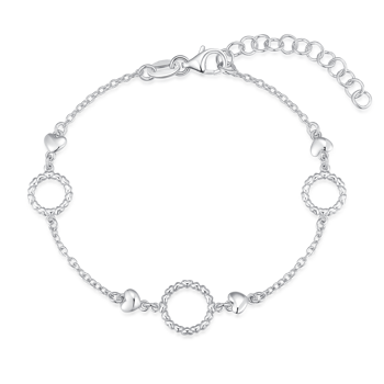 Armbånd i rhodineret sterling sølv med hjerte – Støvring Design