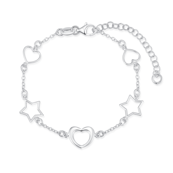 Armbånd i rhodineret sterling sølv med hjerte – Støvring Design