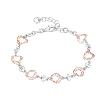 Armbånd i rhodineret sterling sølv med hjerte – Støvring Design
