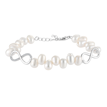 Armbånd i rhodineret sterling sølv med perle – Støvring Design