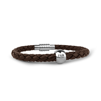 Aagaard Mens armbånd brun med rund far charm 23