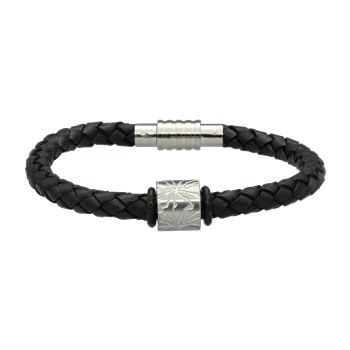 Aagaard Mens sort armbånd med charm