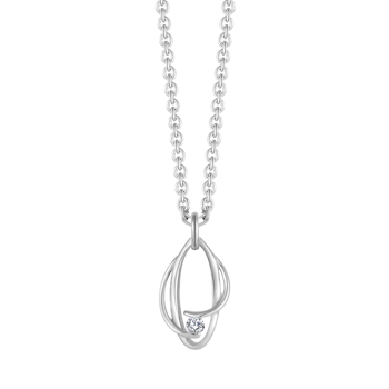 Halskæde i rhodineret sterling sølv med klar oval zirkonia, 45 cm – Støvring Design