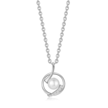 Halskæde i rhodineret sterling sølv med turkis, 10 X 6 mm – Støvring Design