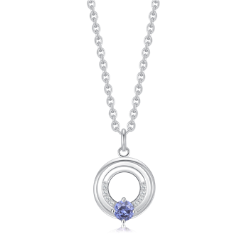 Halskæde i rhodineret sterling sølv med zirkonia, 15 x 13 mm – Støvring Design