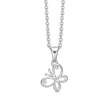 Halskæde i rhodineret sterling sølv med klar zirkonia, 45 cm – Støvring Design
