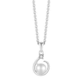 Halskæde i rhodineret sterling sølv med klar zirkonia, 45 cm – Støvring Design