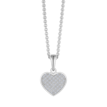 Halskæde i rhodineret sterling sølv med klar hjerte zirkonia, 45 cm – Støvring Design