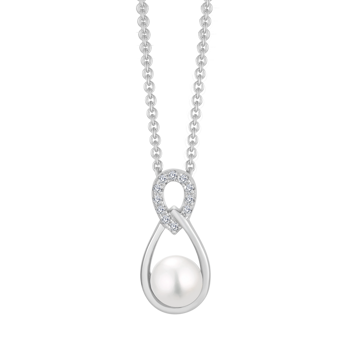 Halskæde i rhodineret sterling sølv med klar oval zirkonia, 45 cm – Støvring Design