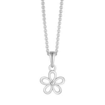 Halskæde i rhodineret sterling sølv med blomst, 45 cm – Støvring Design