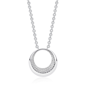 Halskæde i rhodineret sterling sølv med klar zirkonia, 45 cm – Støvring Design