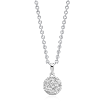 Halskæde i rhodineret sterling sølv med klar zirkonia, 45 cm – Støvring Design