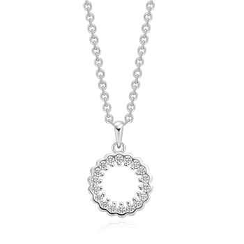Halskæde i rhodineret sterling sølv med klar zirkonia, 45 cm – Støvring Design