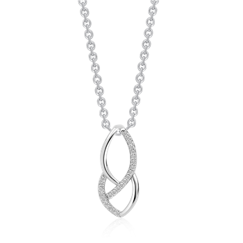 Halskæde i rhodineret sterling sølv med klar oval zirkonia, 19 x 7 mm – Støvring Design