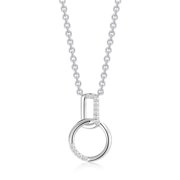 Halskæde i rhodineret sterling sølv med klar zirkonia, 45 cm – Støvring Design