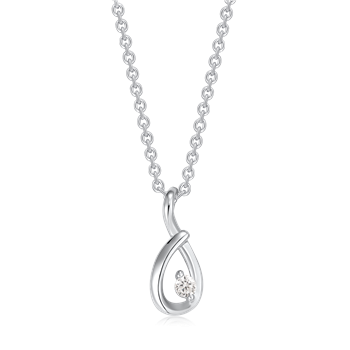 Halskæde i rhodineret sterling sølv med zirkonia, 15 x 5 mm – Støvring Design