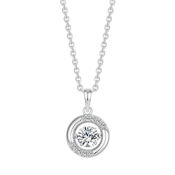 Halskæde i rhodineret sterling sølv med klar zirkonia, 45 cm – Støvring Design