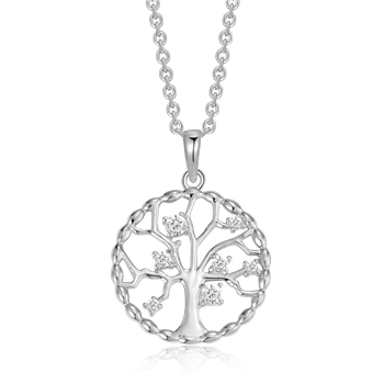 Halskæde i rhodineret sterling sølv med zirkonia, 19 x 20 mm – Støvring Design