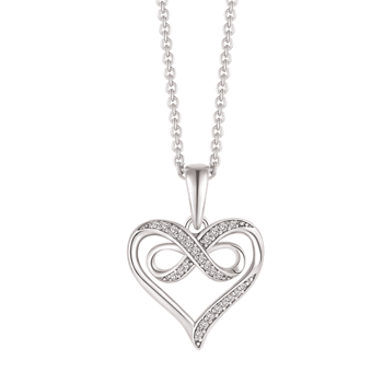 Halskæde i rhodineret sterling sølv med zirkonia, 18 x 13 mm – Støvring Design