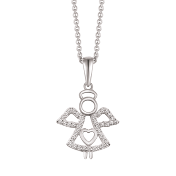 Halskæde i rhodineret sterling sølv med zirkonia, 12 x 07 mm – Støvring Design