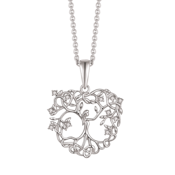 Halskæde i rhodineret sterling sølv med zirkonia, 20 x 22 mm – Støvring Design