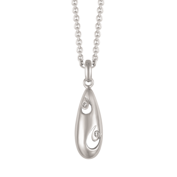Halskæde i rhodineret sterling sølv med klar dråbe zirkonia, 45 cm – Støvring Design
