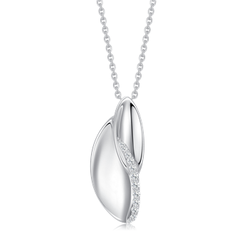 Halskæde i rhodineret sterling sølv med zirkonia, 23 x 10 mm – Støvring Design