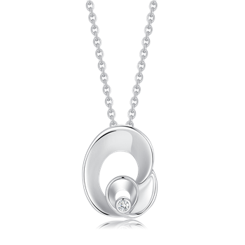 Halskæde i rhodineret sterling sølv med zirkonia, 20 x 17 mm – Støvring Design