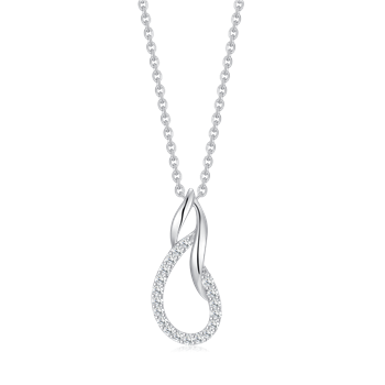 Halskæde i rhodineret sterling sølv med zirkonia, 22 x 10 mm – Støvring Design