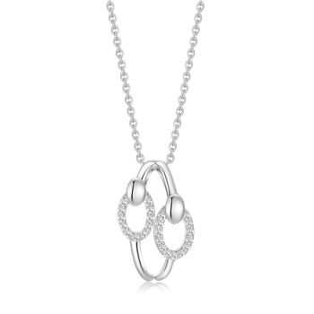 Halskæde i rhodineret sterling sølv med zirkonia, 21 x 13 mm – Støvring Design