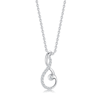 Halskæde i rhodineret sterling sølv med klar dråbe zirkonia, 20 x 7 mm – Støvring Design