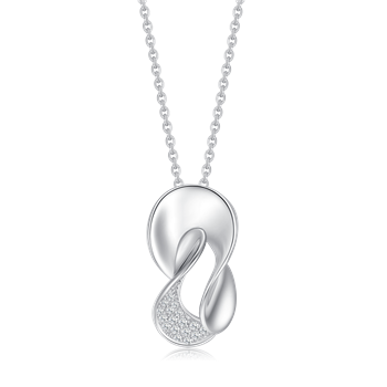 Halskæde i rhodineret sterling sølv med zirkonia, 21 x 11 mm – Støvring Design