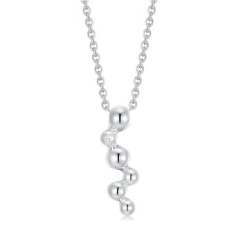 Halskæde i rhodineret sterling sølv med klar zirkonia, 45 cm – Støvring Design