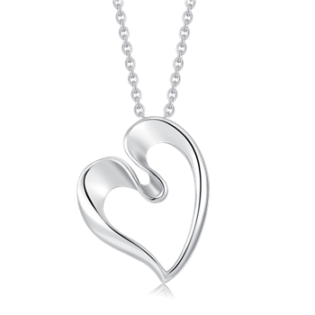 Halskæde i rhodineret sterling sølv med hjerte, 25 x 23 mm – Støvring Design