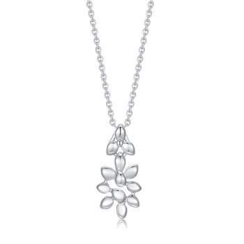 Halskæde i rhodineret sterling sølv med blomst, 20 x 8 mm – Støvring Design
