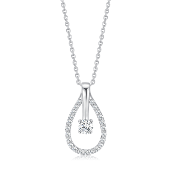 Halskæde i rhodineret sterling sølv med zirkonia, 20 x 12 mm – Støvring Design