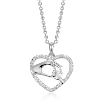 Halskæde i rhodineret sterling sølv med zirkonia, 19 x 17 mm – Støvring Design