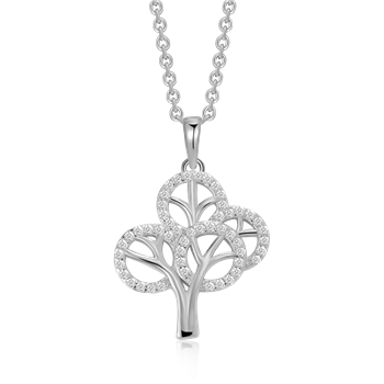 Halskæde i rhodineret sterling sølv med zirkonia, 21,8 x 13 mm – Støvring Design