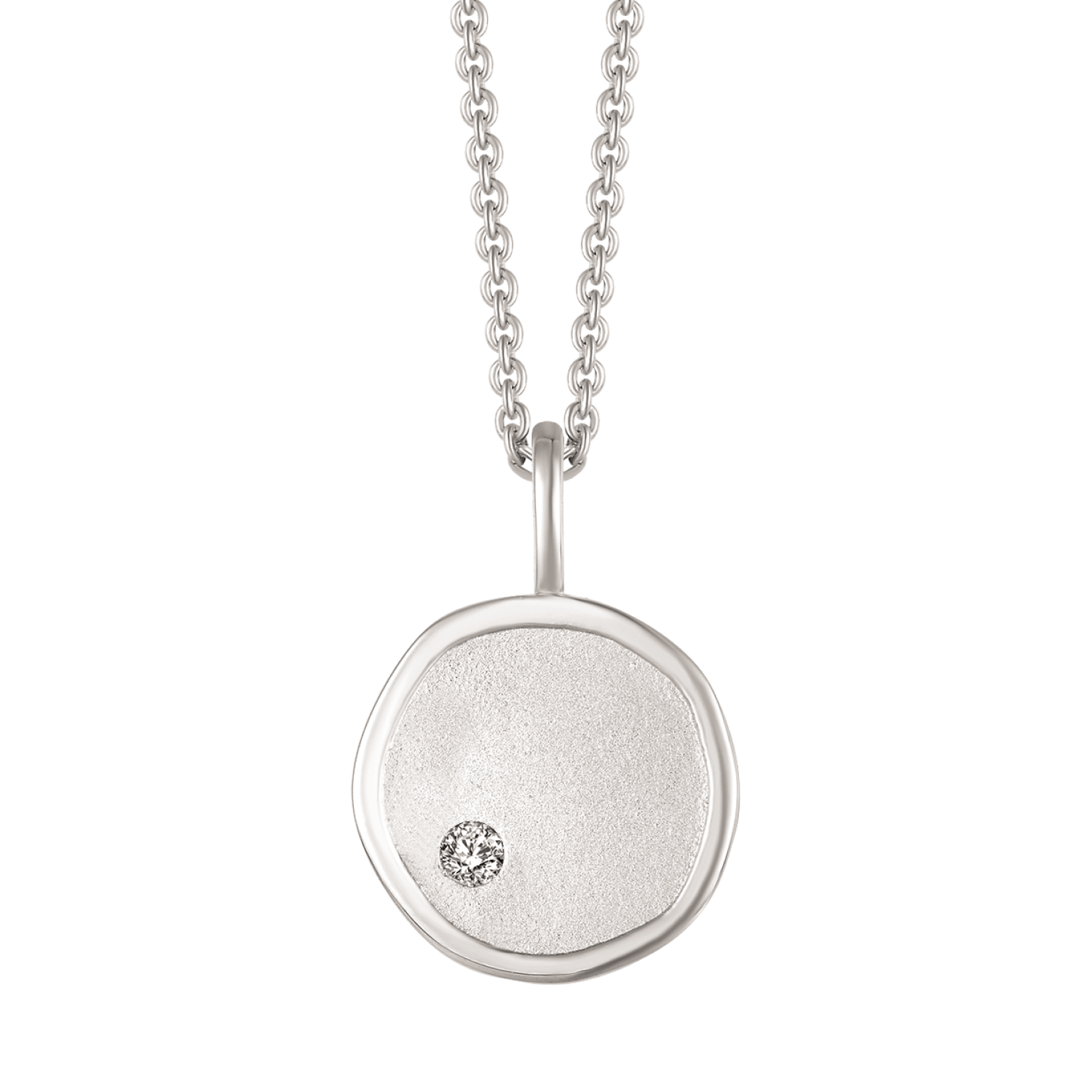 Halskæde i rhodineret sterling sølv med klar zirkonia, 45 cm – Støvring Design