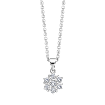 Halskæde i rhodineret sterling sølv med klar zirkonia, 45 cm – Støvring Design