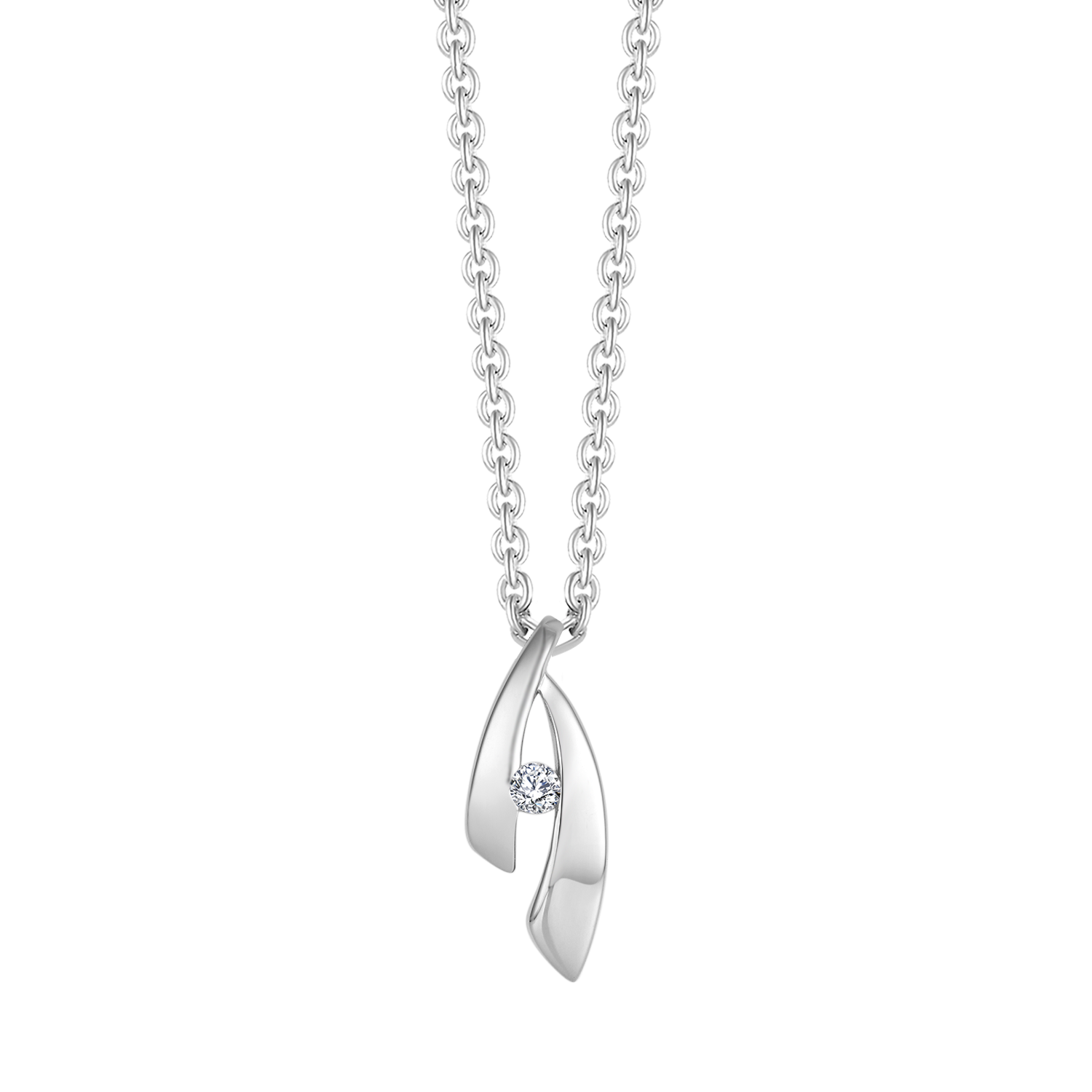 Halskæde i rhodineret sterling sølv med klar zirkonia, 45 cm – Støvring Design