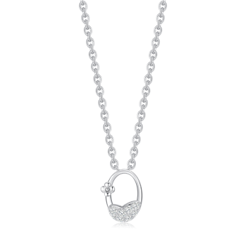 Halskæde i rhodineret sterling sølv med zirkonia, 10 x 7 mm – Støvring Design