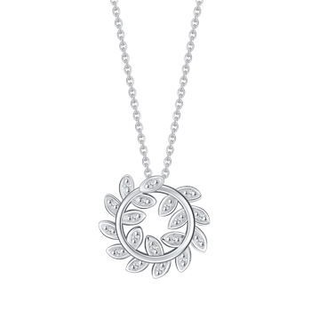 Halskæde i rhodineret sterling sølv med zirkonia, 14 x 17 mm – Støvring Design