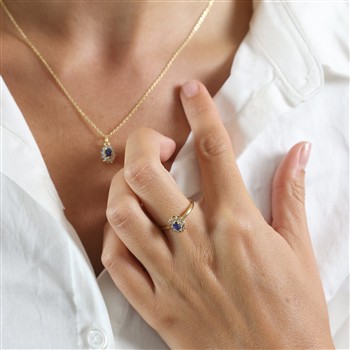 Aagaard Ring, 8 karat, safir/diamanter i 8 karat guld