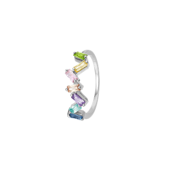 Aagaard Baquette ring, sølv, 6 sten