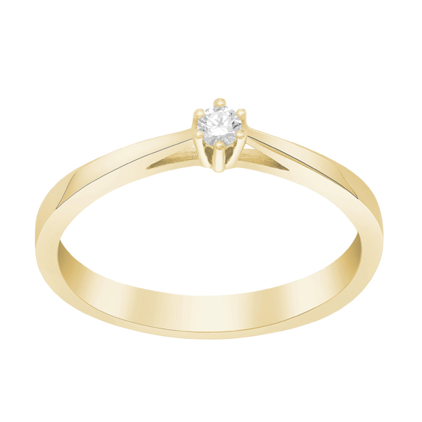 Afrodite, guld solitaire serie med 0,05 ct Wesselton / SI